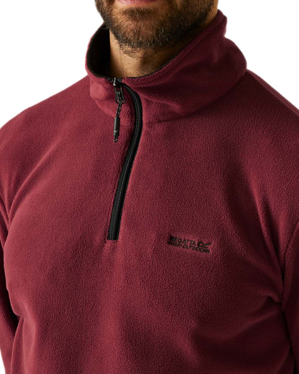 Dark Maroon Coloured Regatta Mens Thompson Lightweight Half Zip Fleece on white background