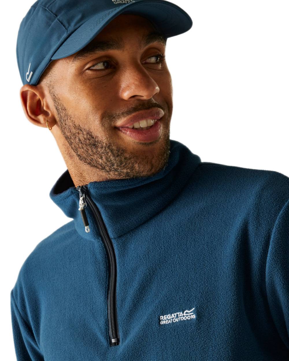 Moon Light Denim Coloured Regatta Mens Thompson Lightweight Half Zip Fleece on white background