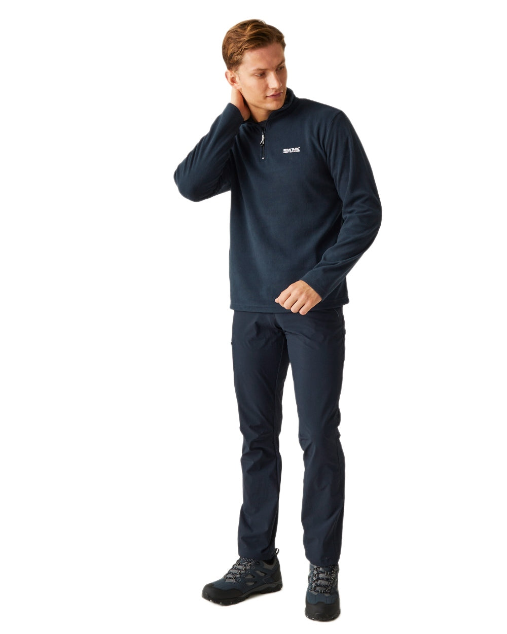 Navy Coloured Regatta Mens Thompson Lightweight Half Zip Fleece on white background