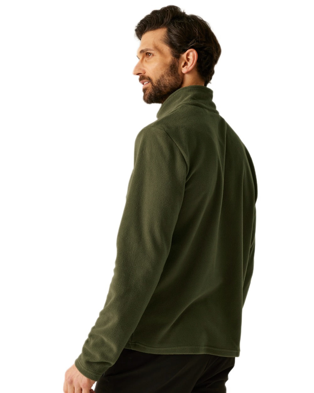 Olive Night Coloured Regatta Mens Thompson Lightweight Half Zip Fleece on white background
