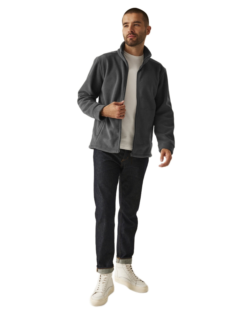 Seal Grey coloured Regatta Mens Thor 300 Full Zip Fleece on white background