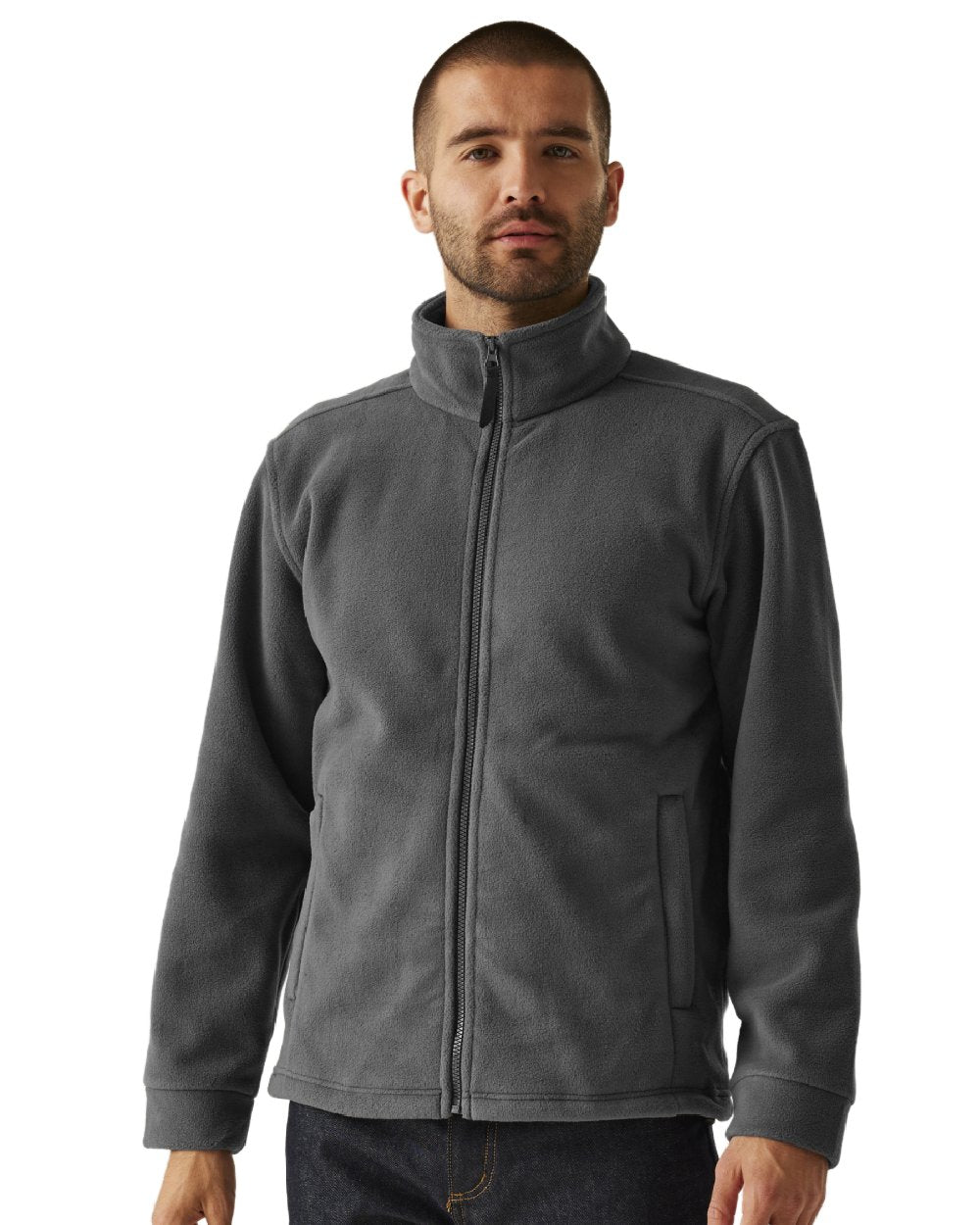 Seal Grey coloured Regatta Mens Thor 300 Full Zip Fleece on white background