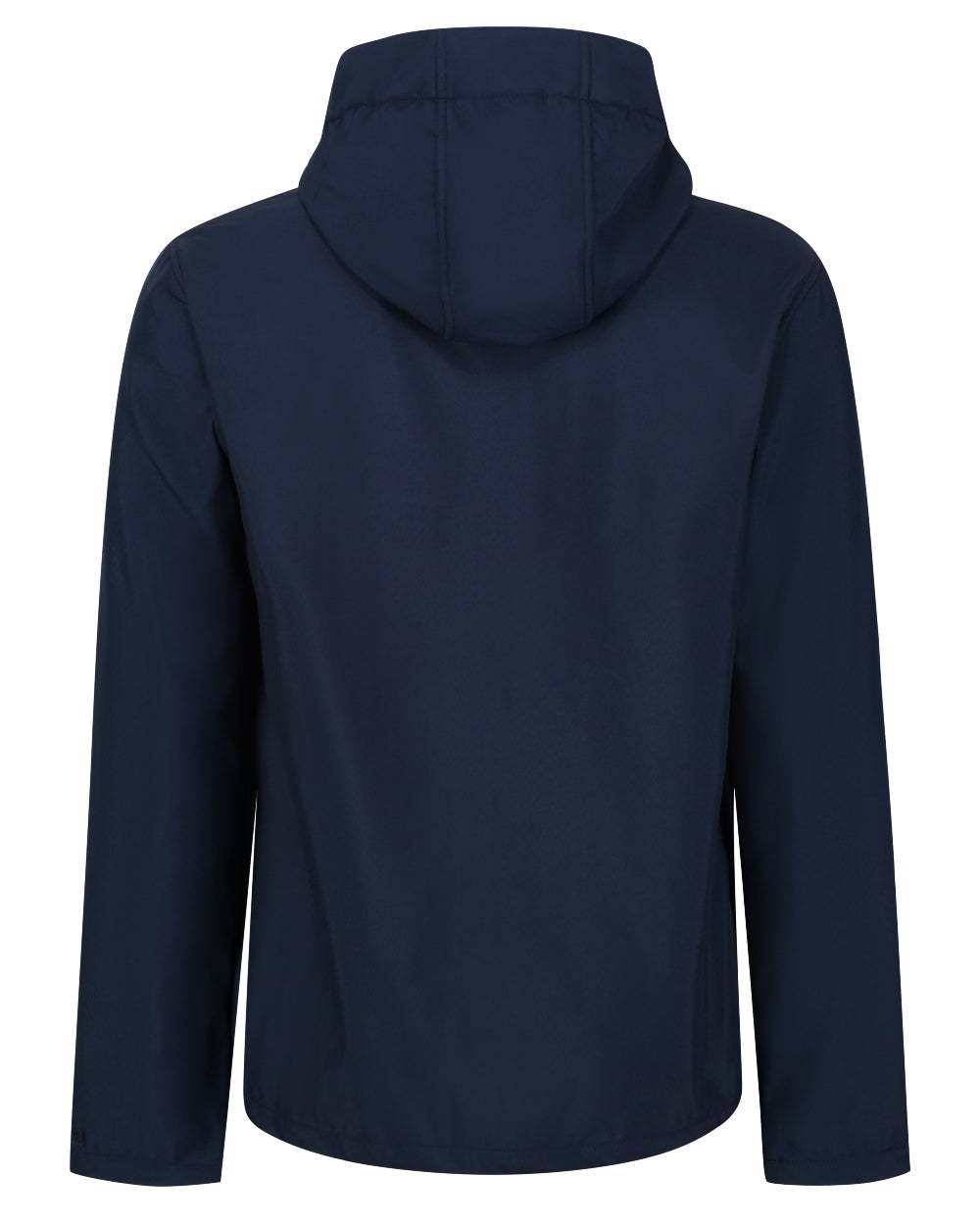Navy French Blue coloured Regatta Mens Venturer 3 Layer Printable Hooded Softshell Jacket on white background