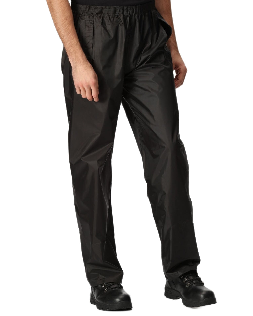 Black Coloured Regatta Pro Stormbreak Waterproof Overtrousers on white background