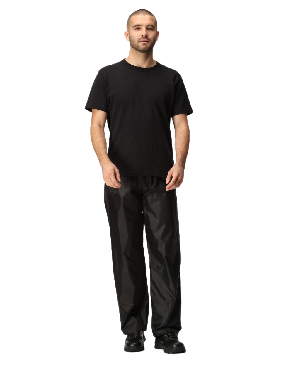Black Coloured Regatta Pro Stormbreak Waterproof Overtrousers on white background