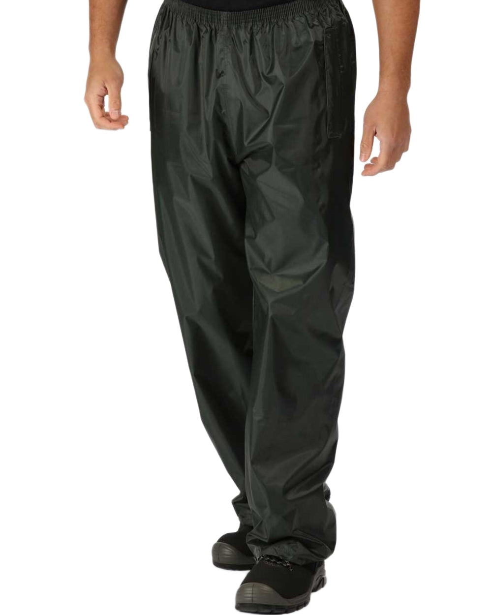 Dark Olive Coloured Regatta Pro Stormbreak Waterproof Overtrousers on white background