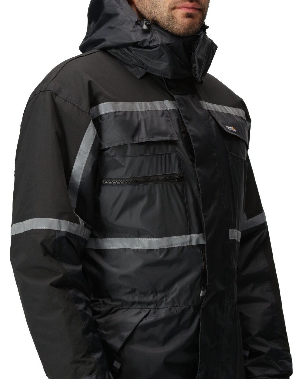 Navy coloured Regatta Pro Waterproof Insulated Coverall on white background