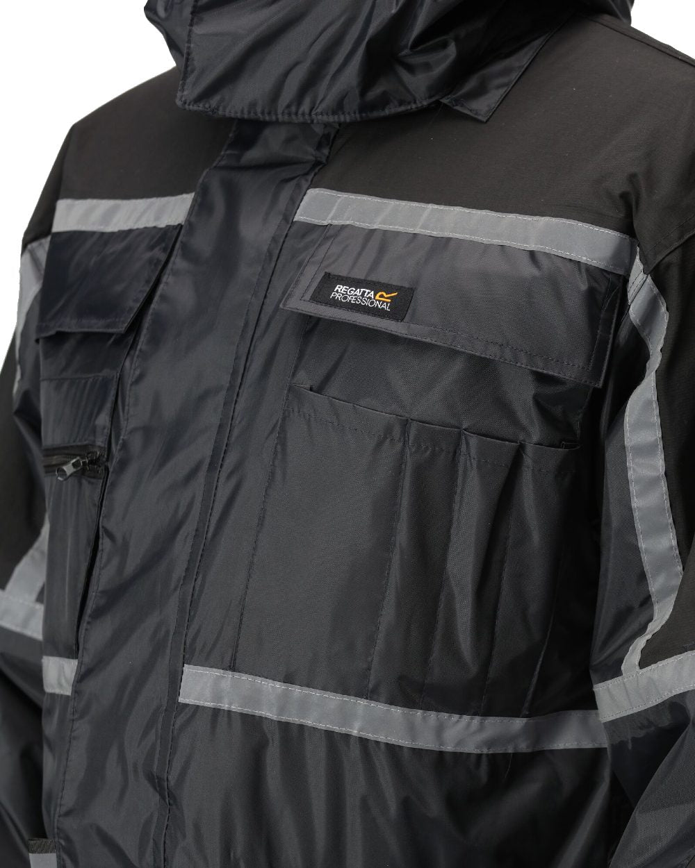 Navy coloured Regatta Pro Waterproof Insulated Coverall on white background