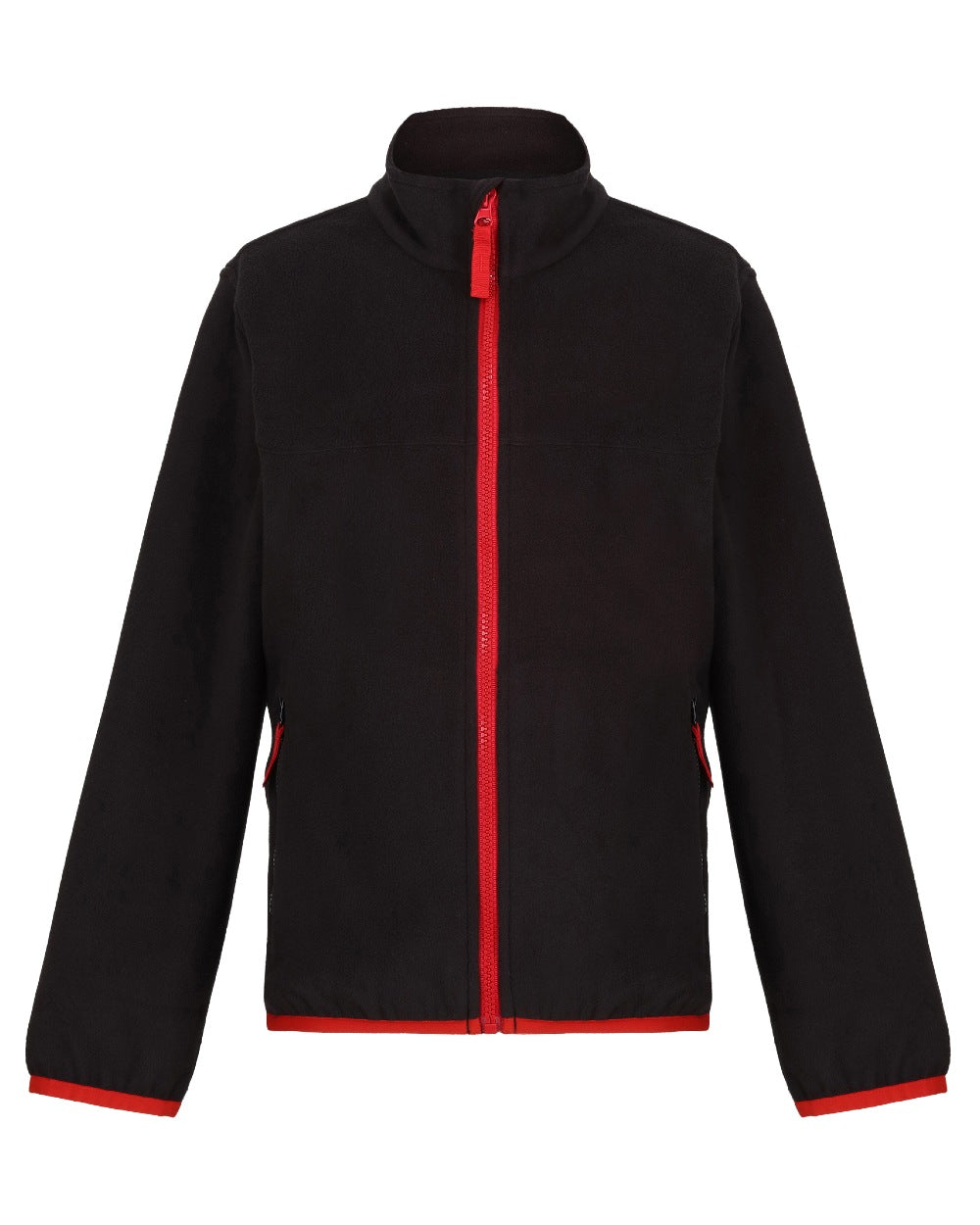 Black coloured Regatta Professional Childrens Full Zip Micro Fleece Jacket on white background