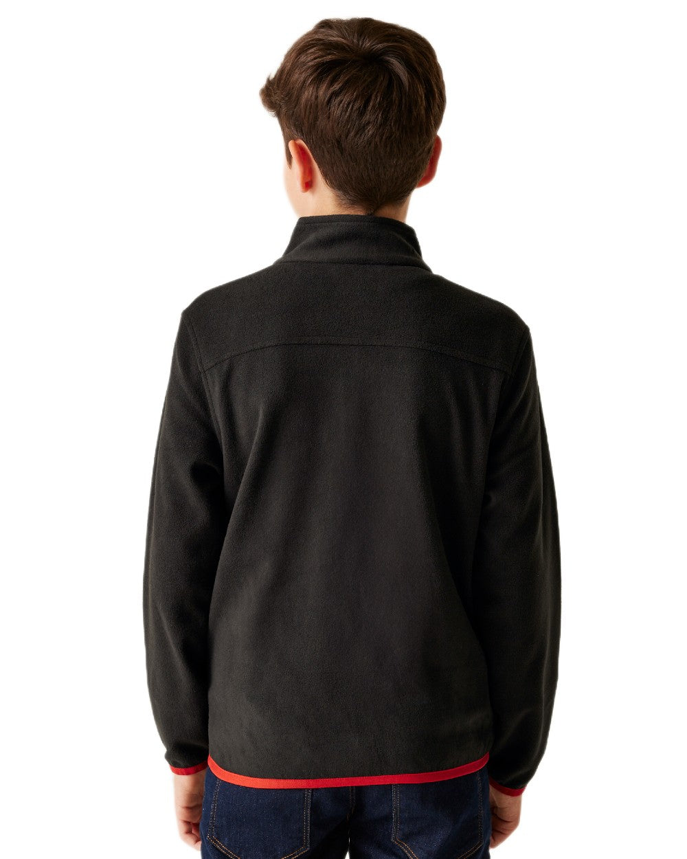 Black coloured Regatta Professional Childrens Full Zip Micro Fleece Jacket on white background