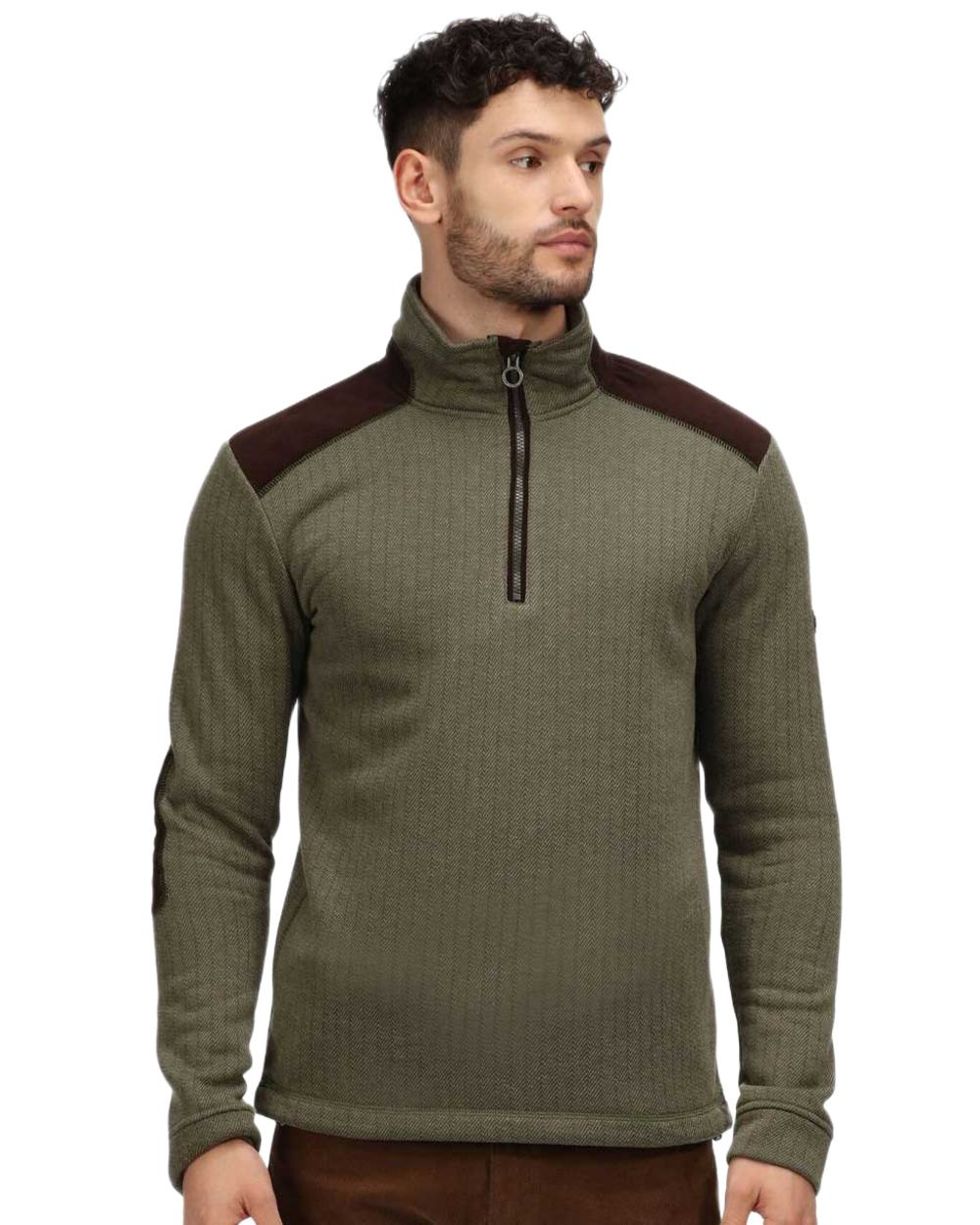 Dark Khaki Coloured Regatta Professional Holbeck Half Zip Fleece on white background