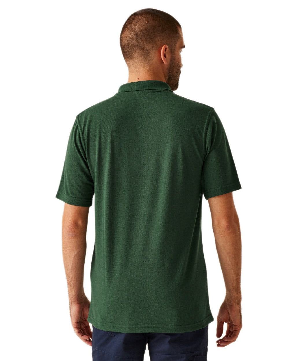 Dark Green coloured Regatta Professional Mens 65/35 Short Sleeves Polo Top on white background
