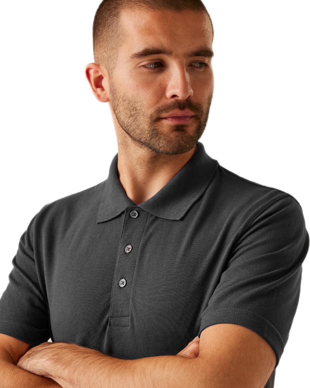 Seal Grey coloured Regatta Professional Mens 65/35 Short Sleeves Polo Top on white background