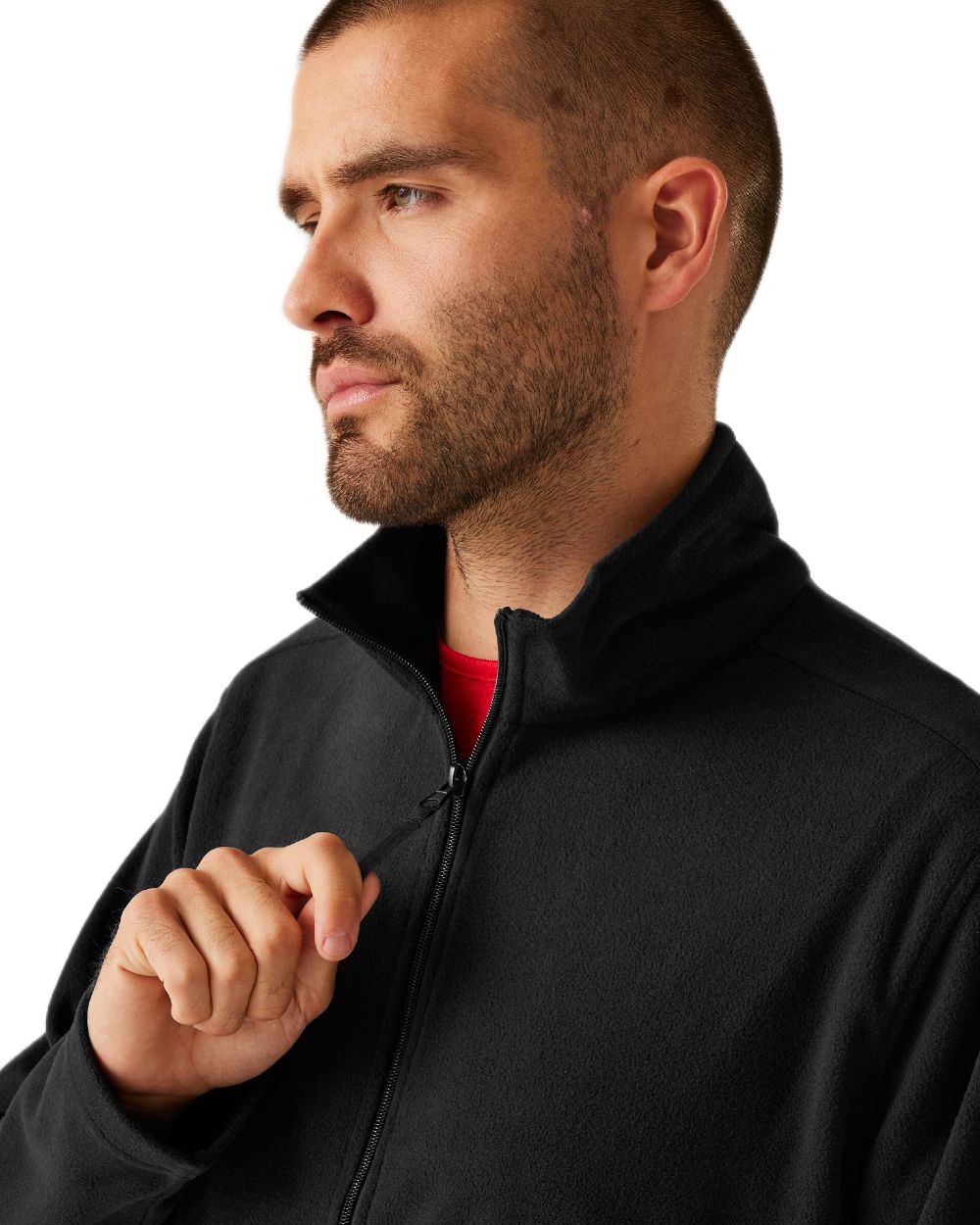 Black coloured Regatta Professional Mens Classic Full Zip Lightweight Microfleece Jacket on white background