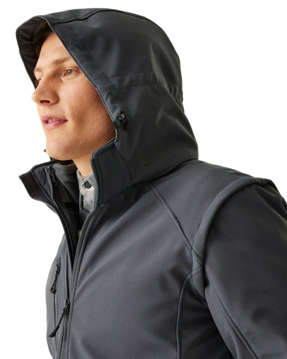 Seal Grey coloured Regatta Professional Mens Erasmus 4 In 1 Softshell Jacket on white background