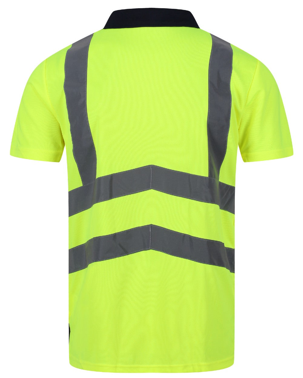 Yellow Navy coloured Regatta Professional Mens Hi Vis Pro Reflective Polo Work Shirt on white background
