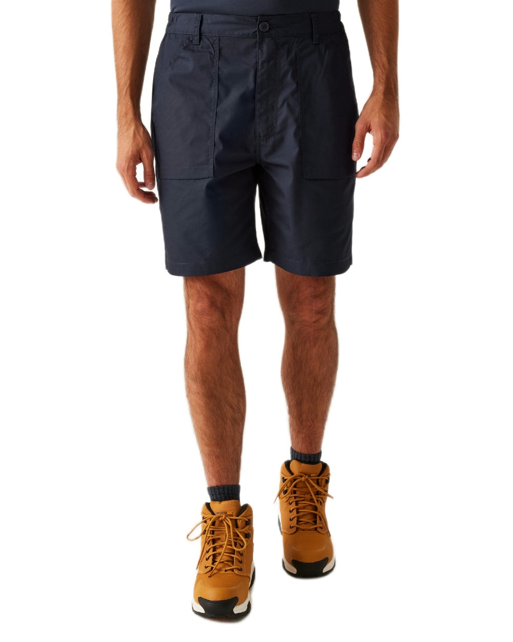 Navy coloured Regatta Professional Mens Multi Pocket Action Shorts on white background