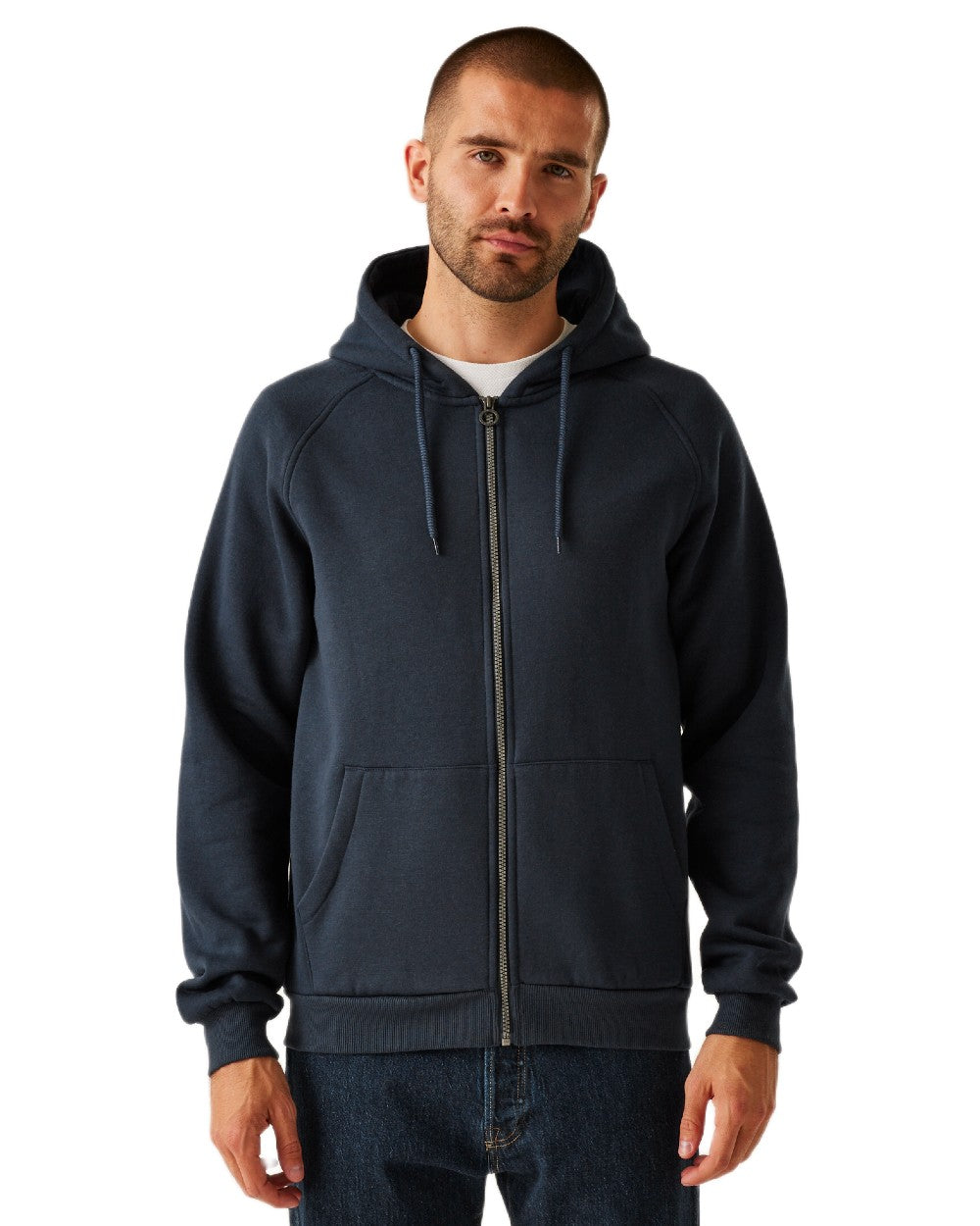 Navy coloured Regatta Professional Mens Pro FZ Hoodie on white background