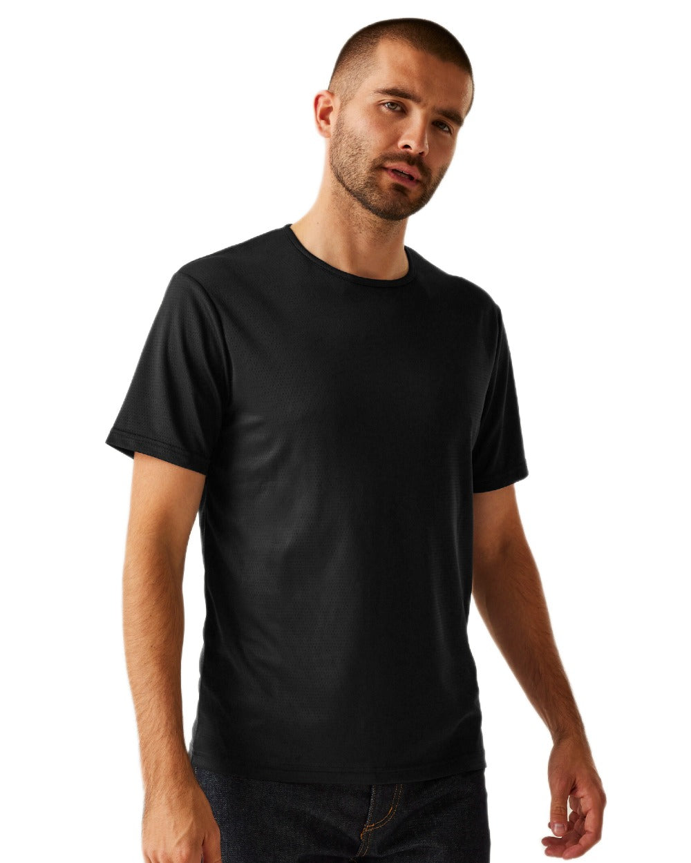 Black coloured Regatta Professional Mens Pro Wicking T-Shirt on white background