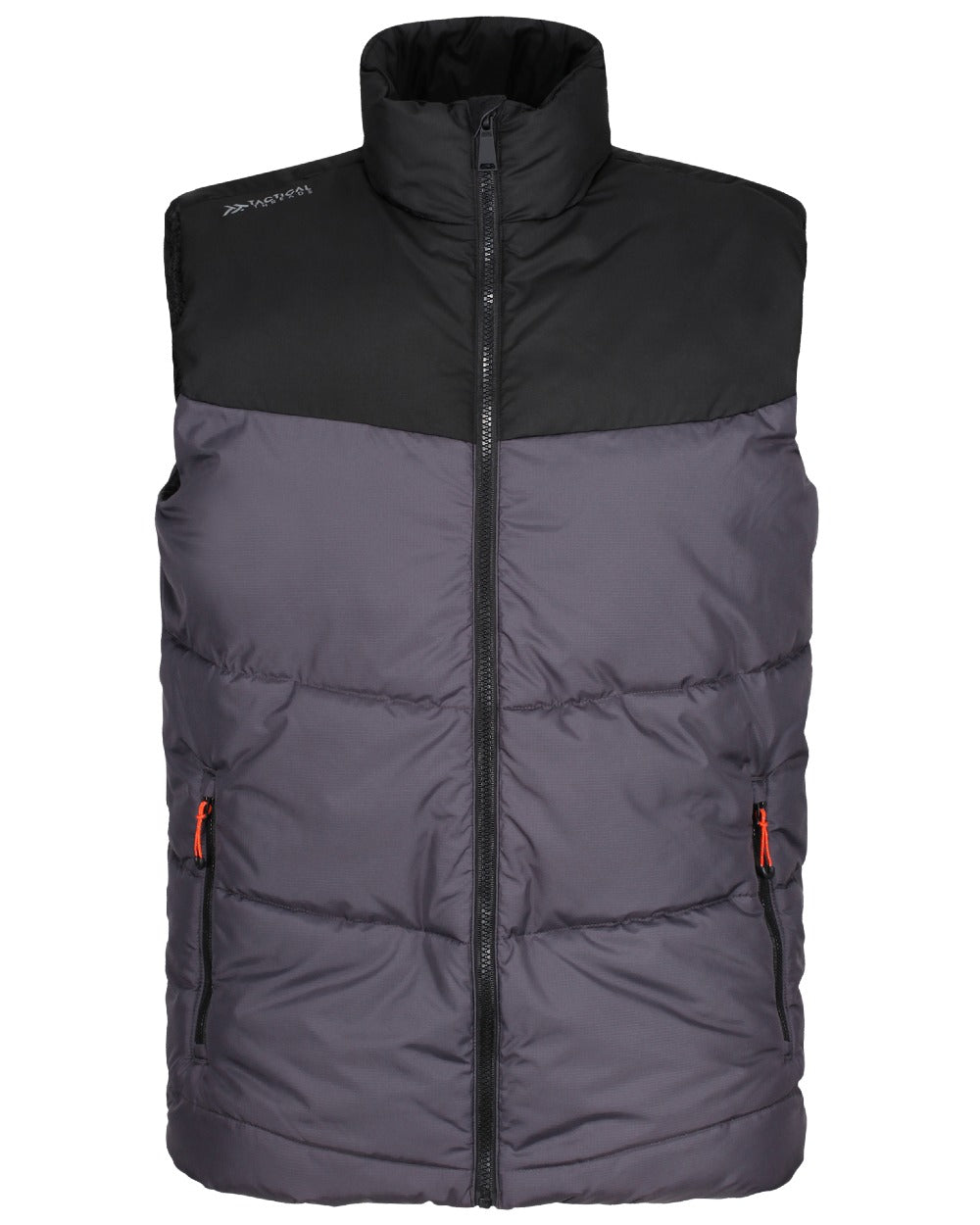Iron Black coloured Regatta Professional Mens Regime Insulated Bodywarmer on white background