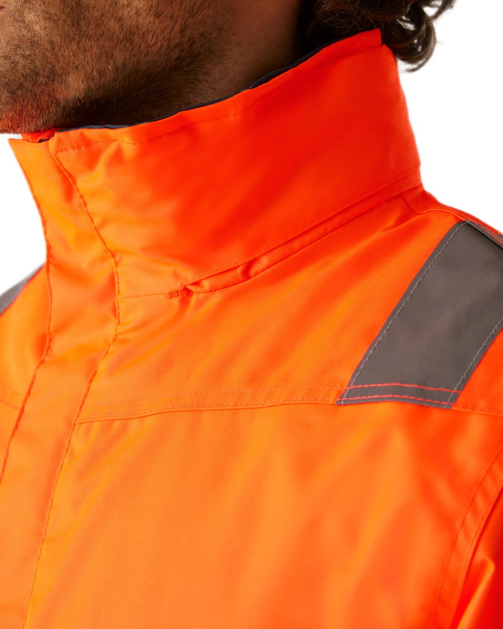Orange Navy coloured Regatta Professional Mens Waterproof Hi-Vis Bomber Jacket on white background