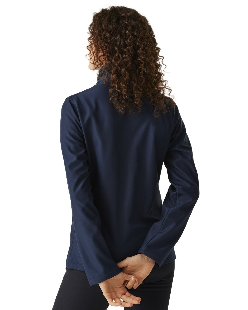 Navy French Blue coloured Regatta Womens Ablaze Printable Softshell Jacket on white background