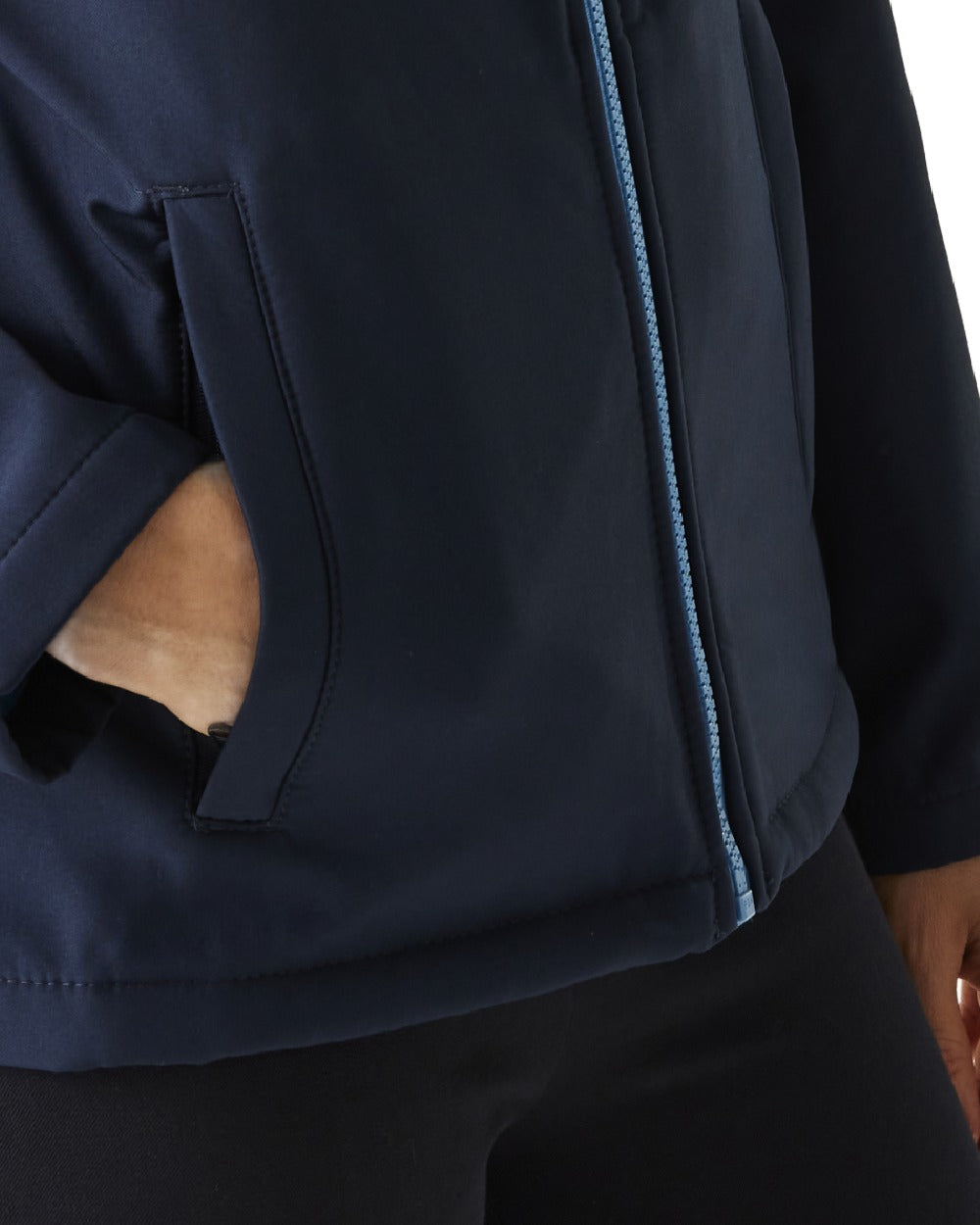 Navy French Blue coloured Regatta Womens Ablaze Printable Softshell Jacket on white background