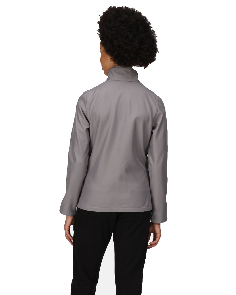 Rock Grey Black coloured Regatta Womens Ablaze Printable Softshell Jacket on white background