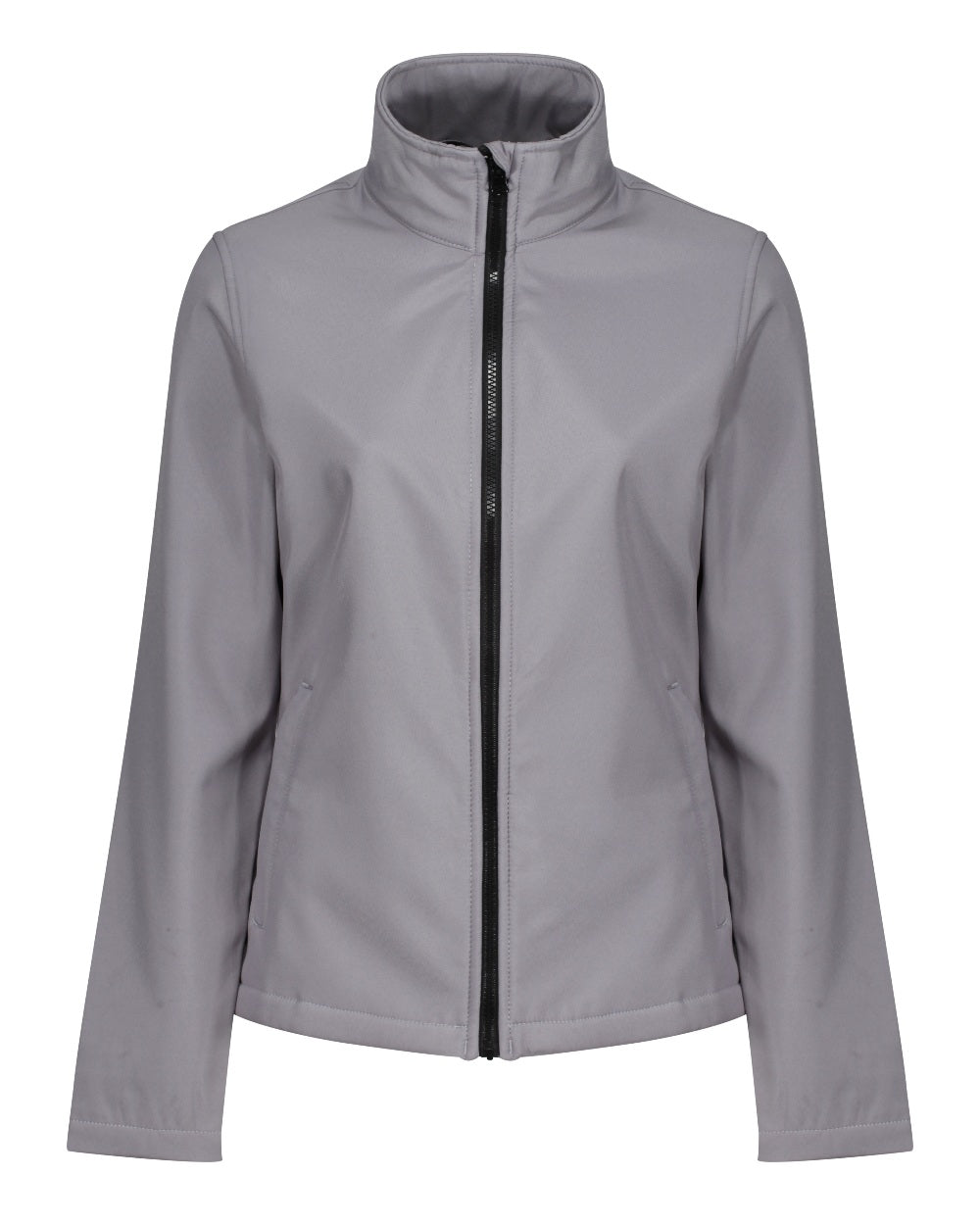 Rock Grey Black coloured Regatta Womens Ablaze Printable Softshell Jacket on white background