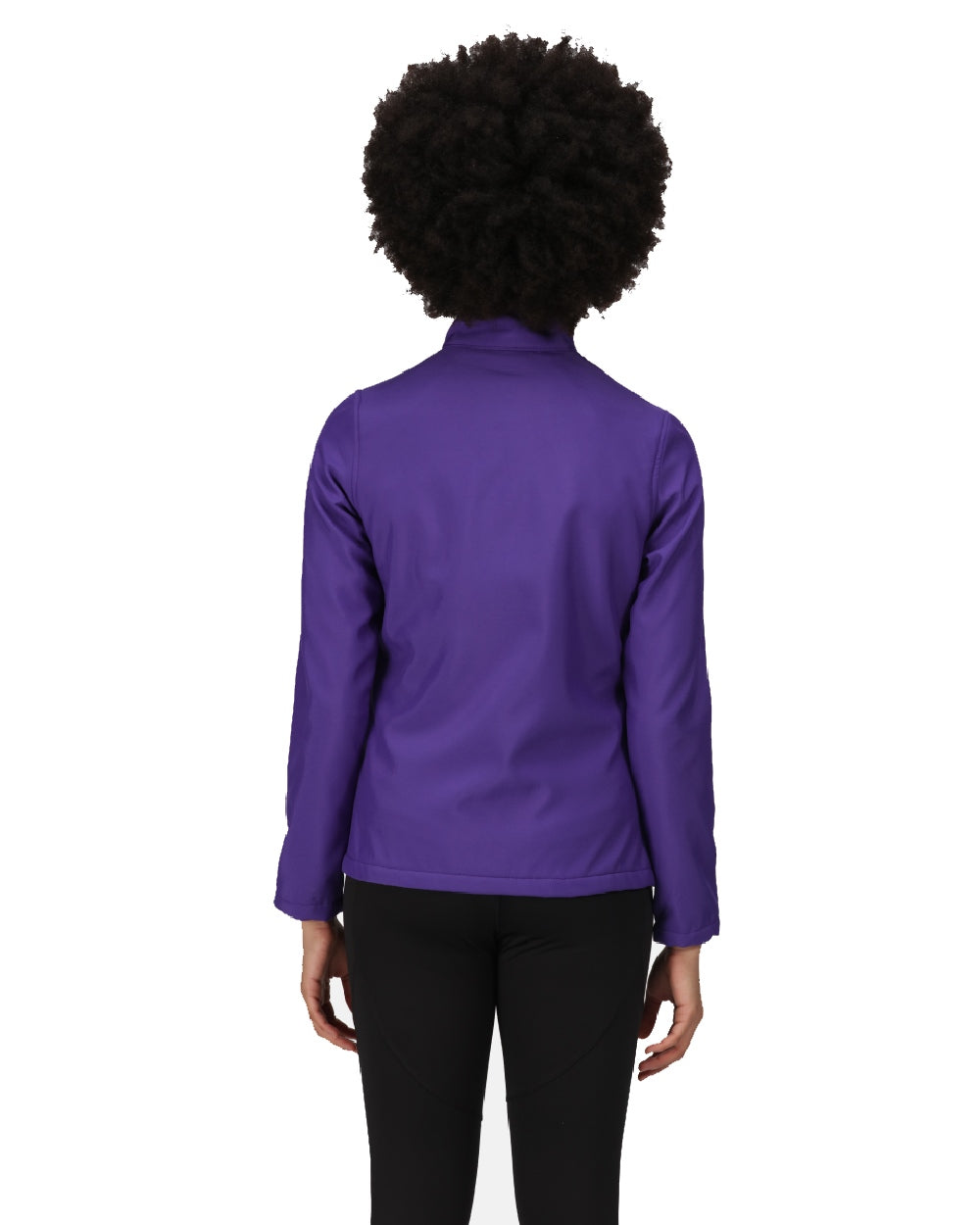 Vibrant Purple Black coloured Regatta Womens Ablaze Printable Softshell Jacket on white background