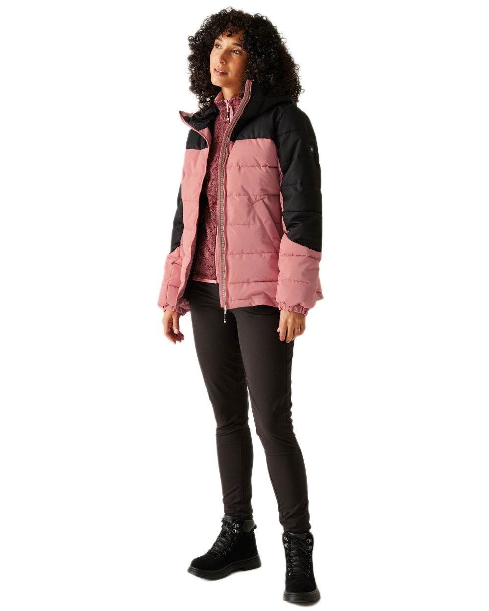 Dusty Rose Black Coloured Regatta Womens Aldthorn Quilted Jacket on white background