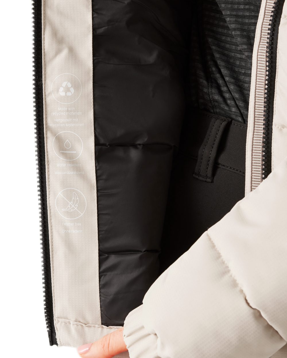 Perfectly Pale Black Coloured Regatta Womens Aldthorn Quilted Jacket on white background