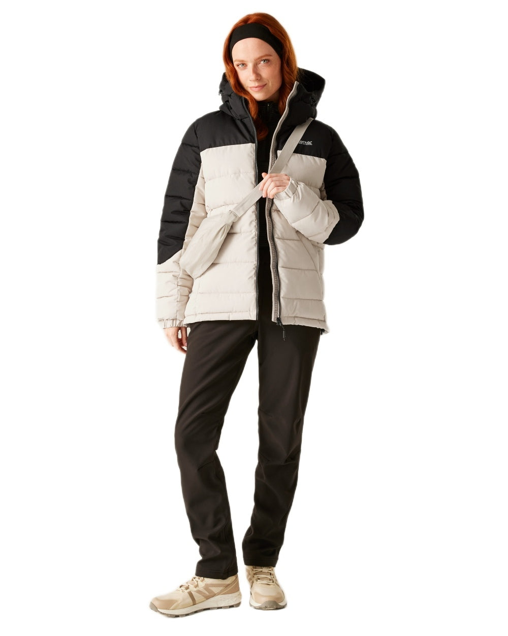 Perfectly Pale Black Coloured Regatta Womens Aldthorn Quilted Jacket on white background