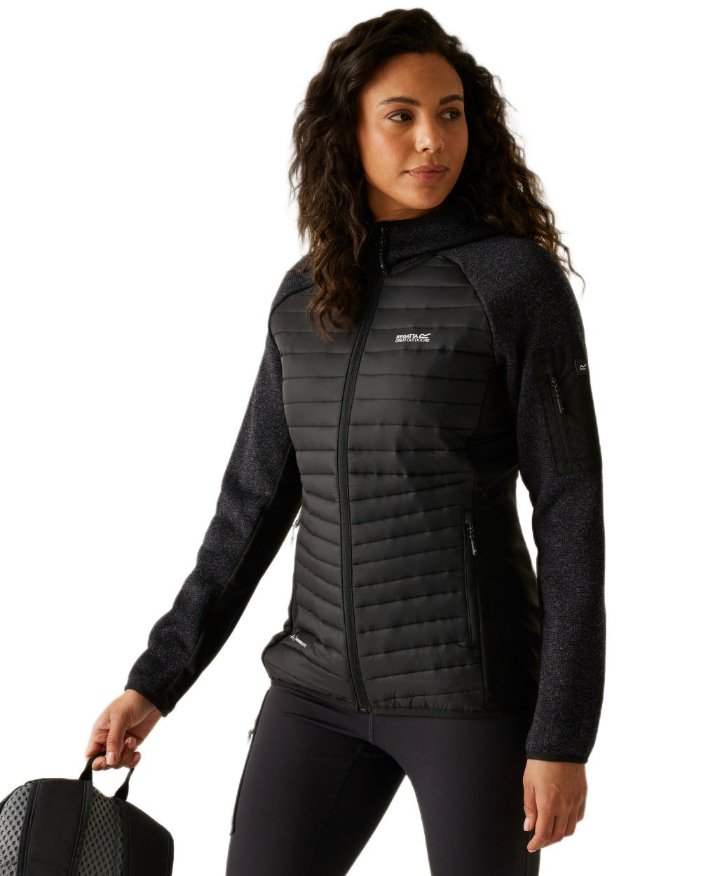 Black Coloured Regatta Womens Andreson Hybrid Jacket on white background