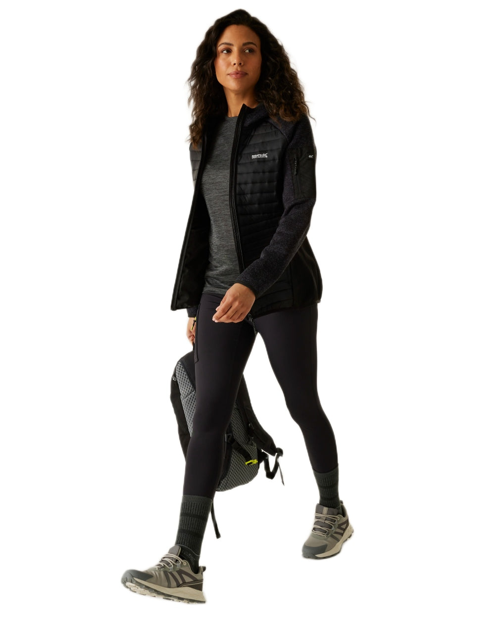 Black Coloured Regatta Womens Andreson Hybrid Jacket on white background