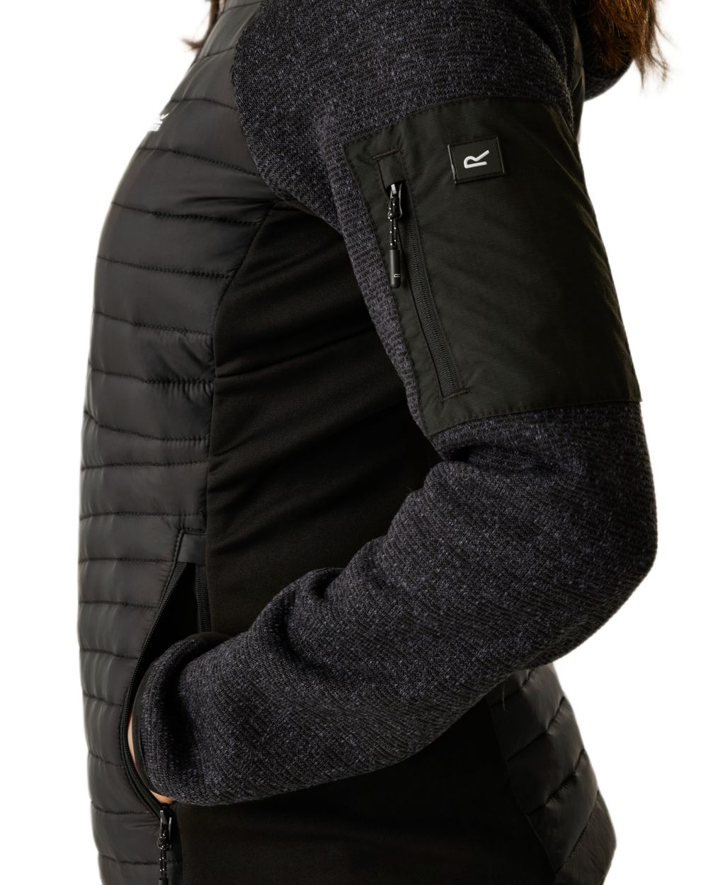 Black Coloured Regatta Womens Andreson Hybrid Jacket on white background