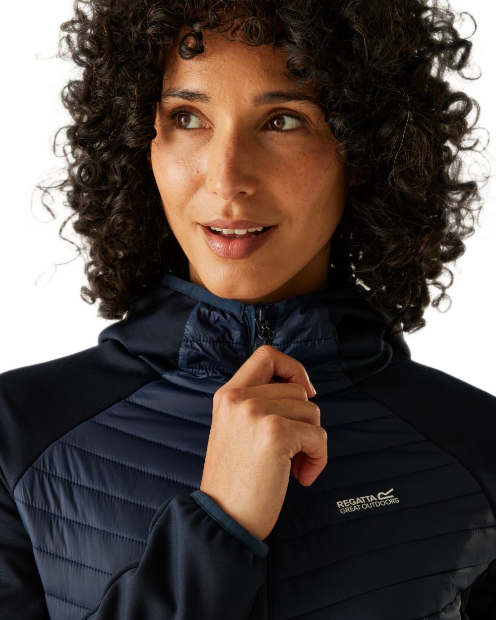 Navy Blue Coloured Regatta Womens Andreson Hybrid Jacket on white background