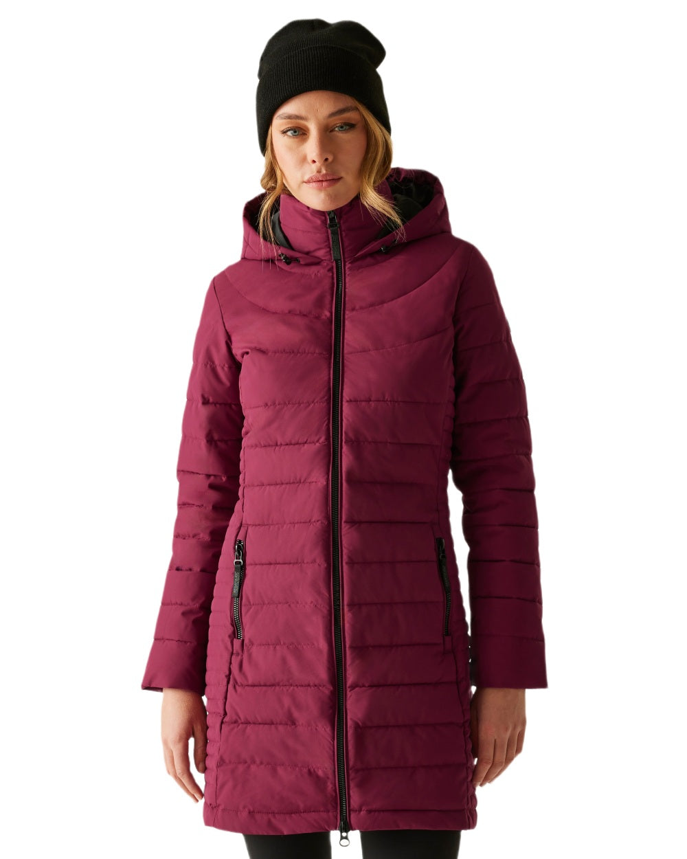 Dark Pimento Coloured Regatta Womens Andria Padded Jacket on white background