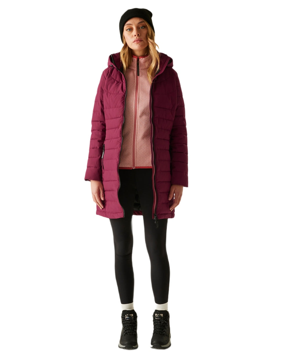 Dark Pimento Coloured Regatta Womens Andria Padded Jacket on white background