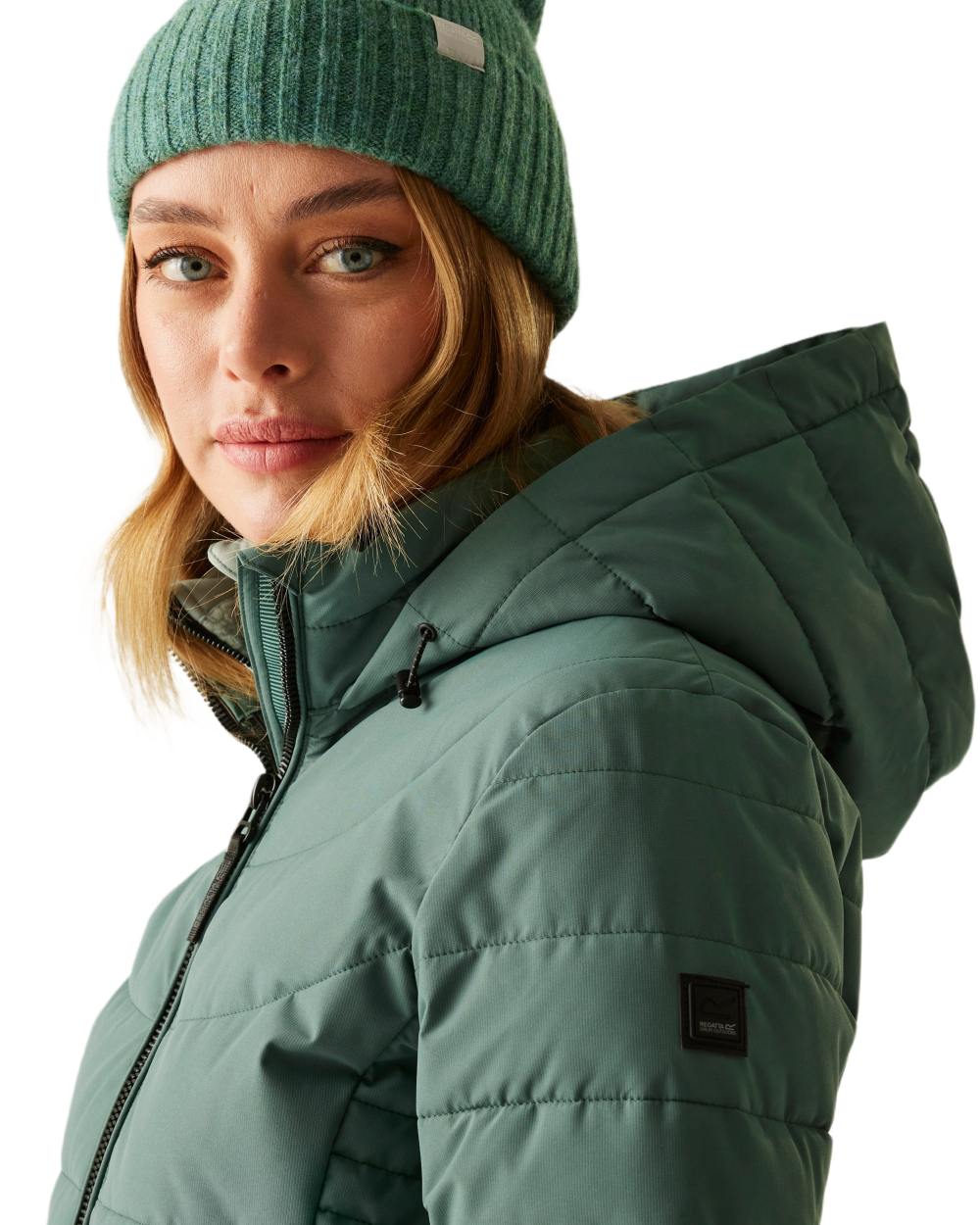 Green Coloured Regatta Womens Andria Padded Jacket on white background