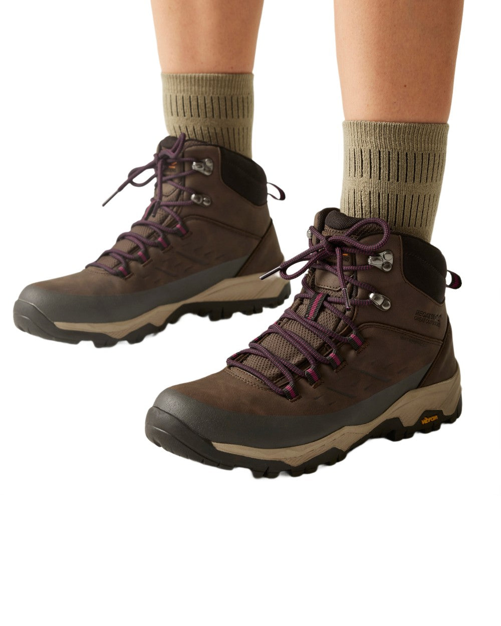 Brown Coloured Regatta Womens Blake Vibram Walking Boots on white background