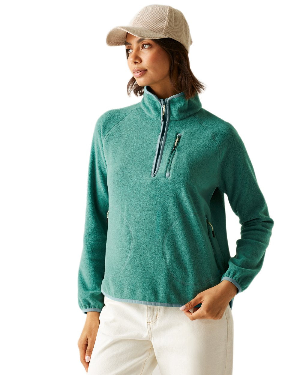 Green Coloured Regatta Womens Frankie Half Zip Fleece on white background