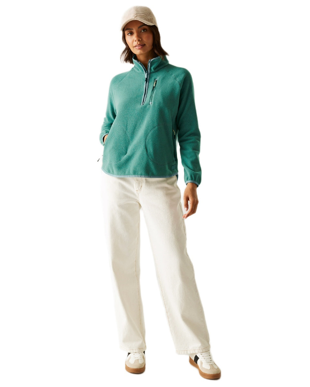 Green Coloured Regatta Womens Frankie Half Zip Fleece on white background