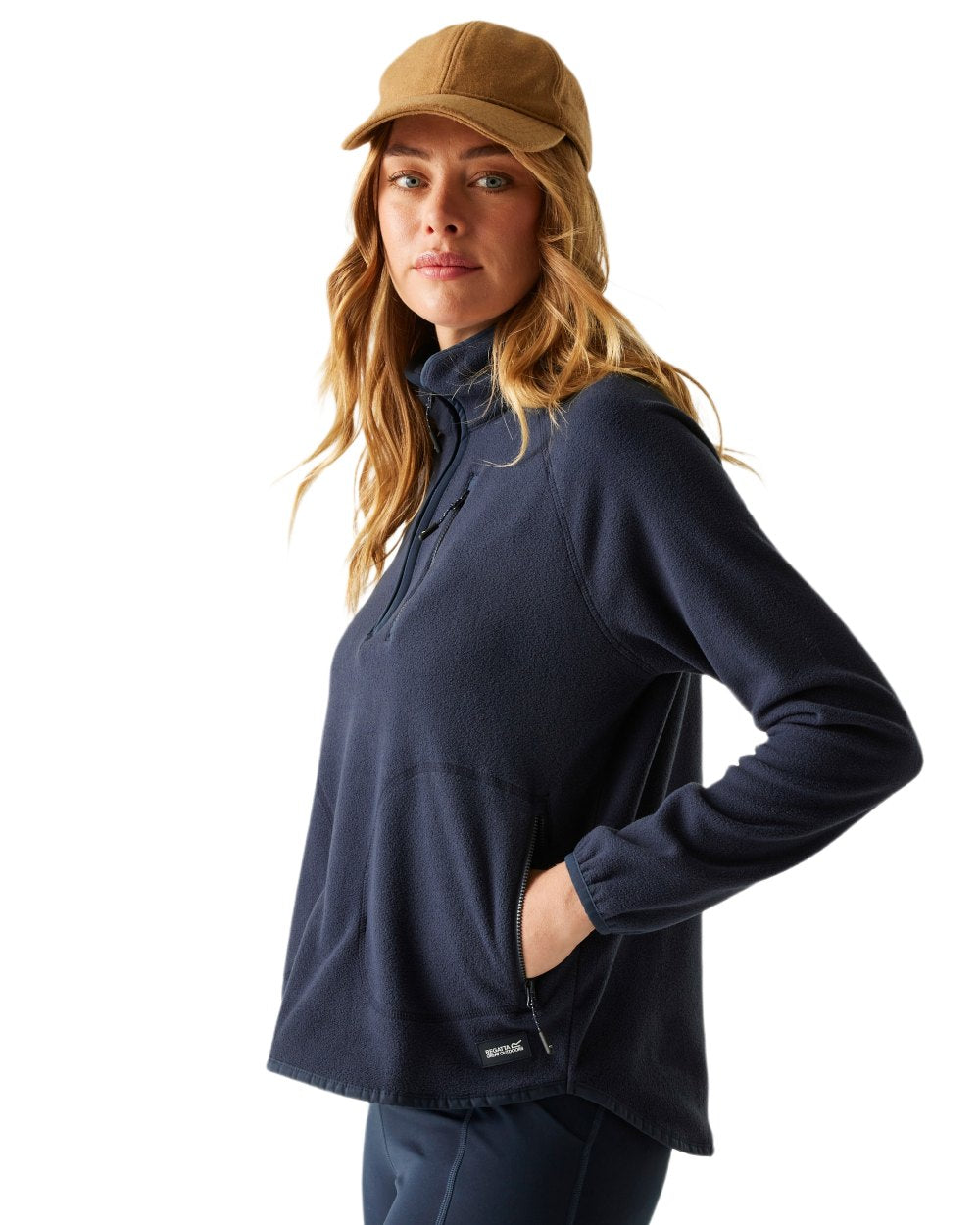 Navy Coloured Regatta Womens Frankie Half Zip Fleece on white background