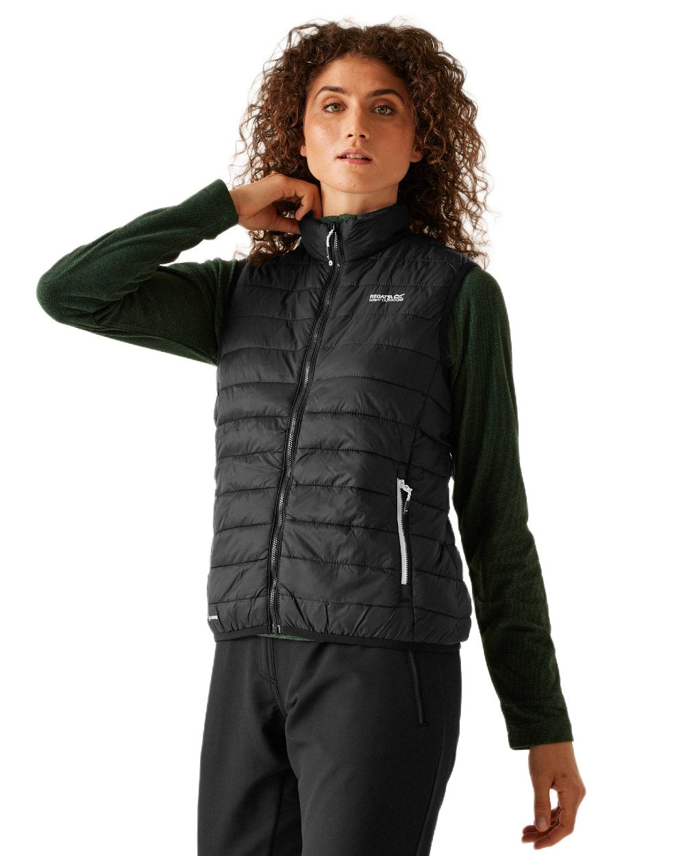Black Coloured Regatta Womens Hillpack II Gilet on white background