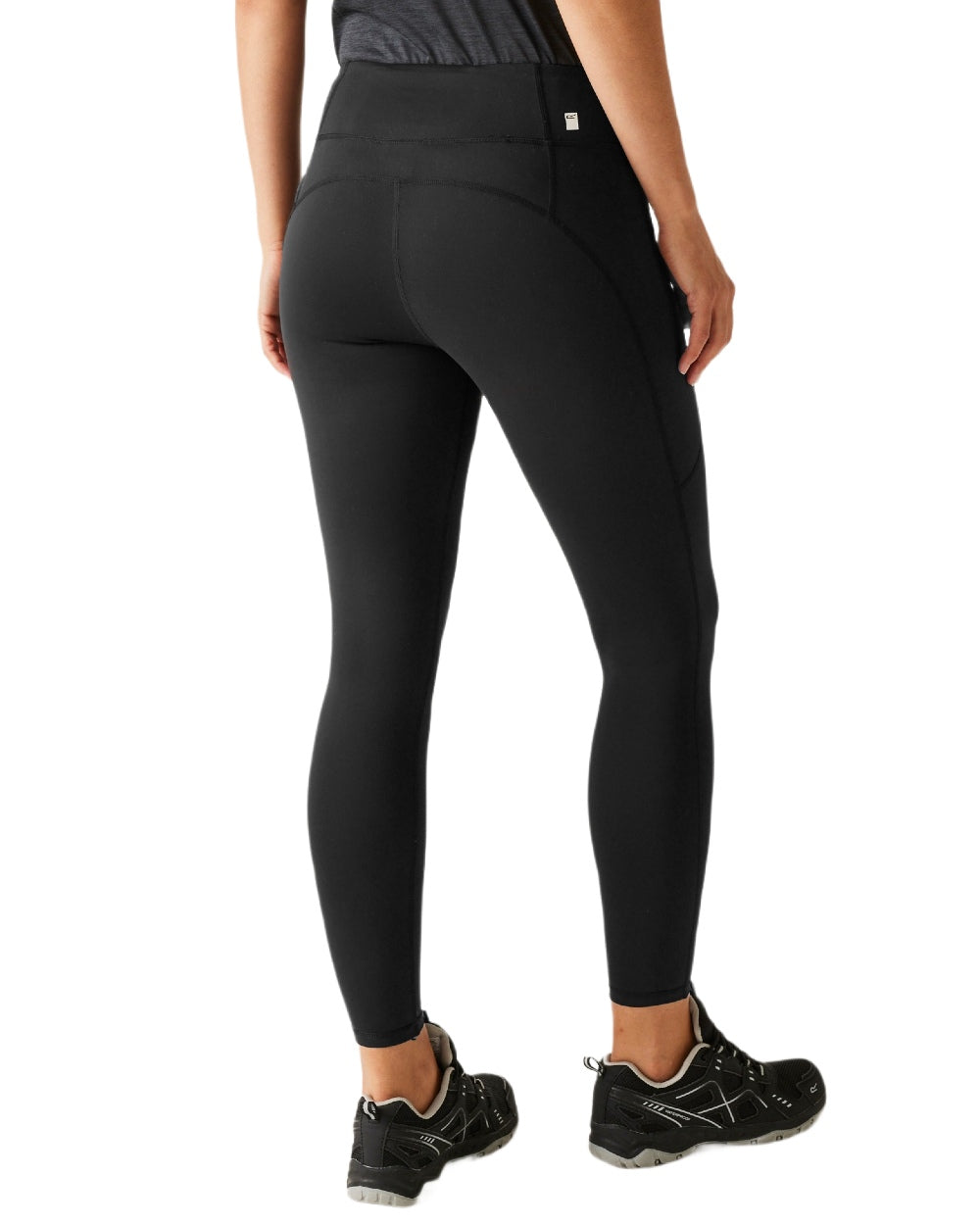 Black Coloured Regatta Womens Holeen Pro Compression Leggings on white background