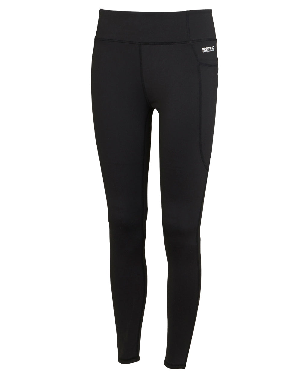 Black Coloured Regatta Womens Holeen Pro Compression Leggings on white background