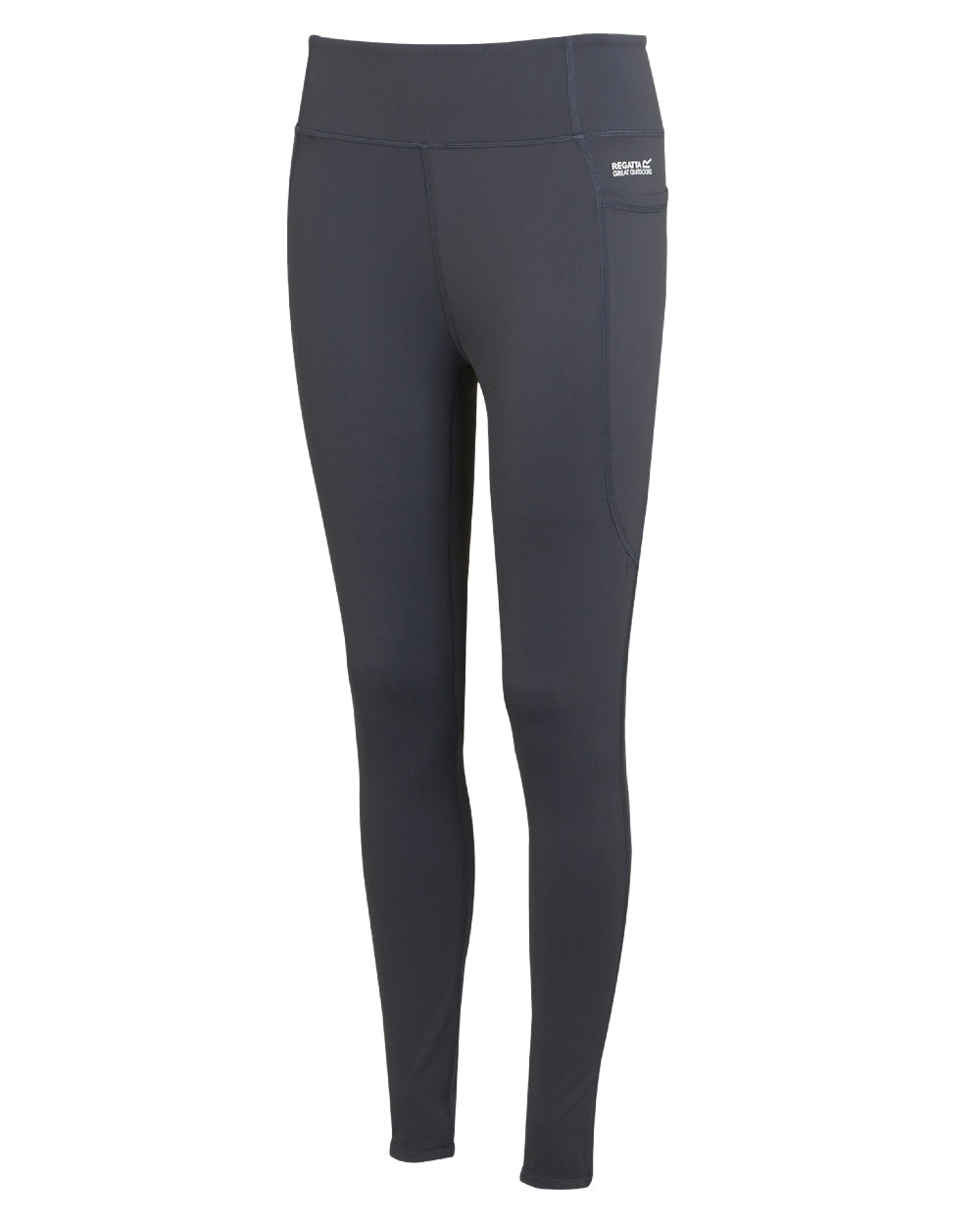 Seal Grey Coloured Regatta Womens Holeen Pro Compression Leggings on white background