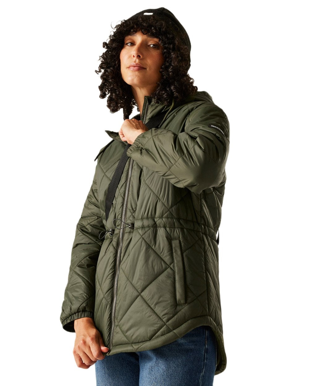 Dark Khaki Coloured Regatta Womens Ivey Quilted Jacket on white background