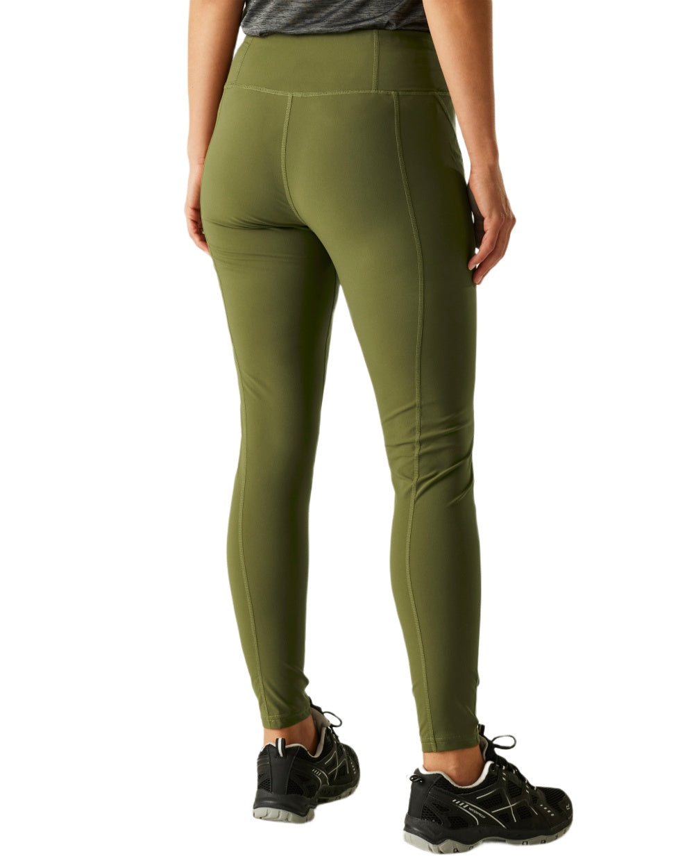 Camo Green Coloured Regatta Womens Monira Hiking Leggings on white background